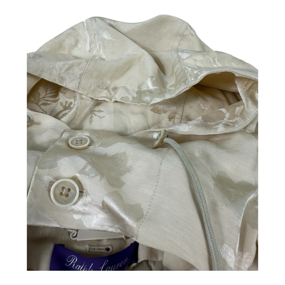 Ralph Lauren Purple Label Ivory Linen Blend Floral Hooded Padded Jacket SZ 4 NWT - Picture 2 of 14